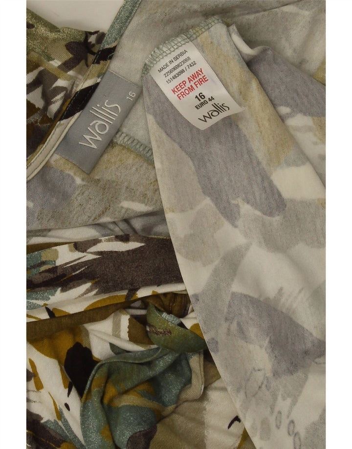 Wallis Vestido evasé con estampado abstracto para mujer UK 46 Viscosa verde grande