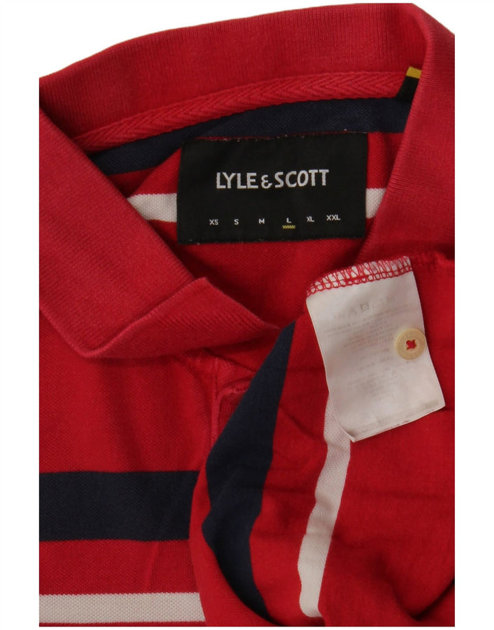Lyle & Scott Polo para hombre de algodón a rayas rojas grandes