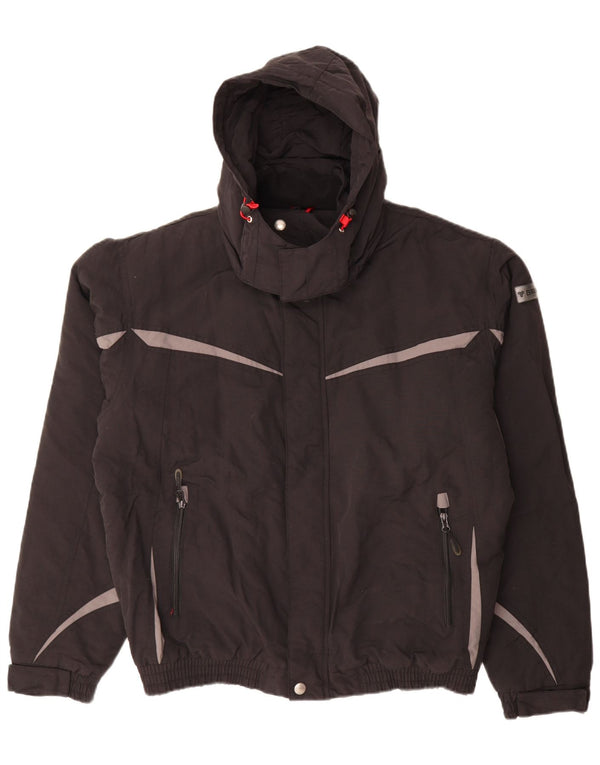 Brugi Chaqueta cortavientos con capucha para hombre UK 42 XL Poliéster color block negro