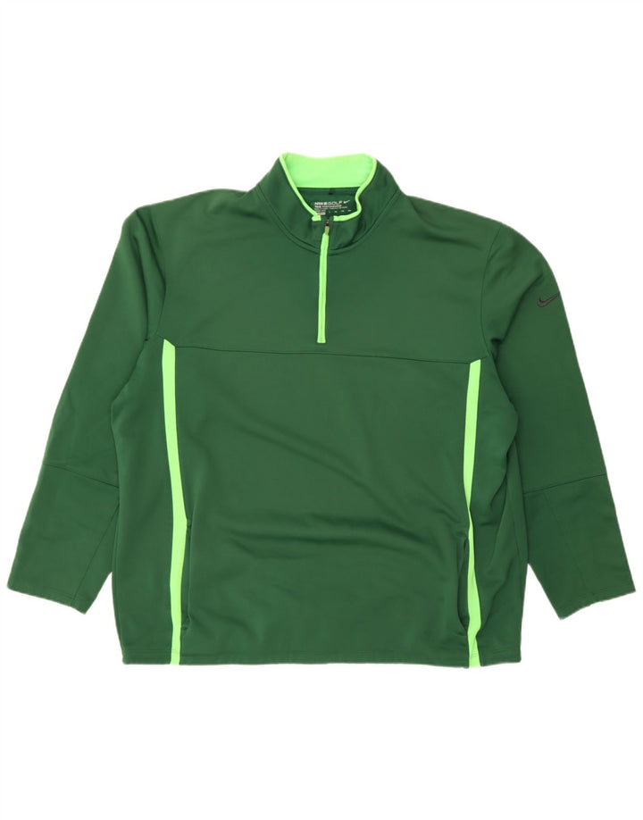 Nike - Chándal Therma-Fit con cremallera y cuello para hombre, talla 2XL, poliéster verde