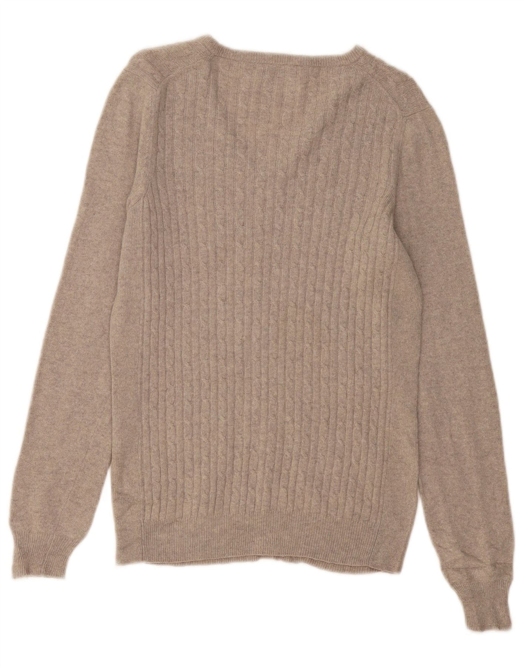 FRED PERRY Jersey con cuello en V para mujer UK 12 Lana gris medio