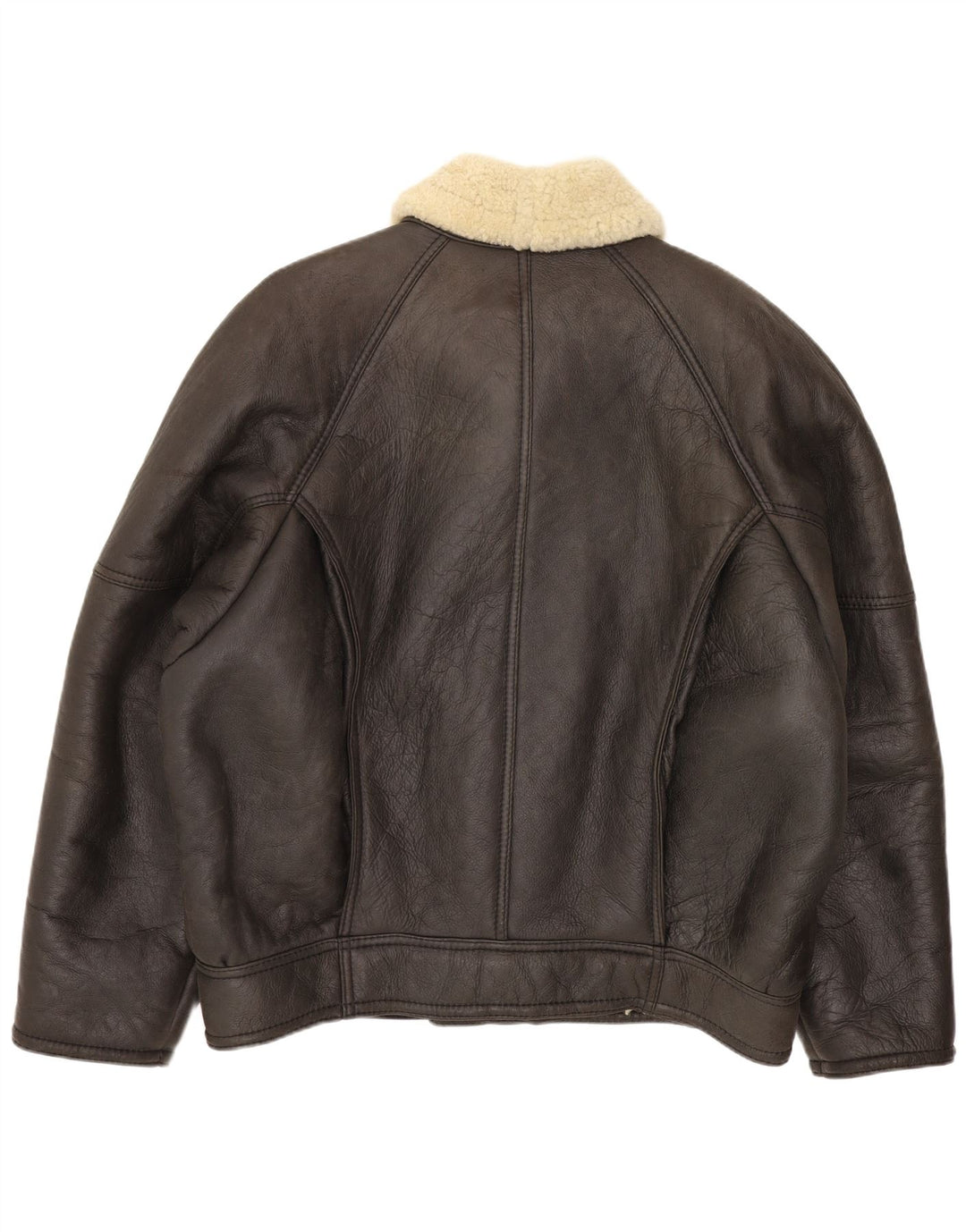 Chaqueta de piel de oveja vintage para hombre IT 52 XL cuero marrón