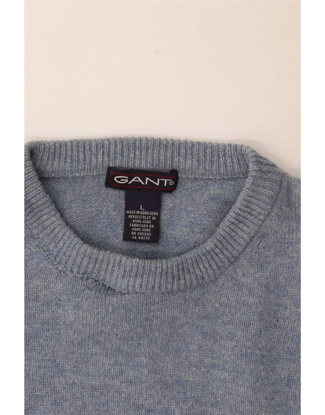 Gant Jersey De Cuello Redondo Para Hombre Jersey De Lana De Cordero Azul Grande