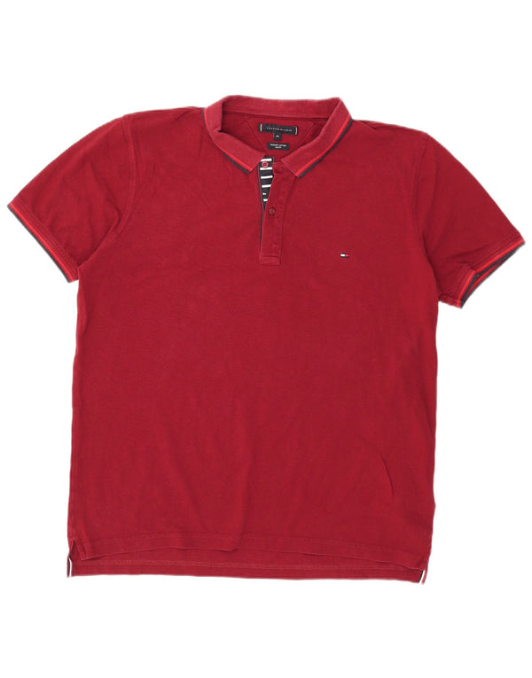 Tommy Hilfiger Polo Slim Fit para Hombre 2XL Algodón Burdeos