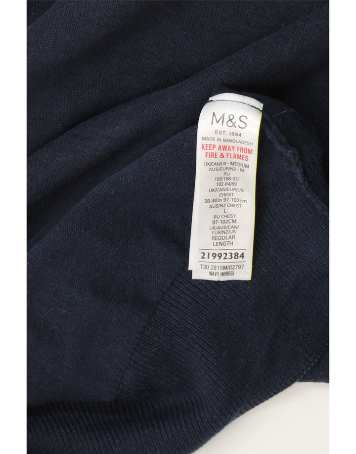 Marks & Spencer Jersey de cuello redondo para hombre de algodón azul marino mediano