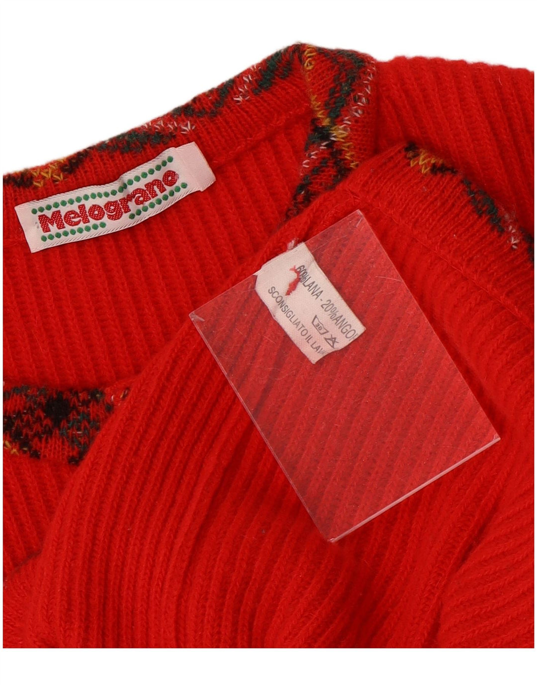 Vintage mujer Cardigan suéter Reino Unido 12 medio rojo Argyle/lana de diamante