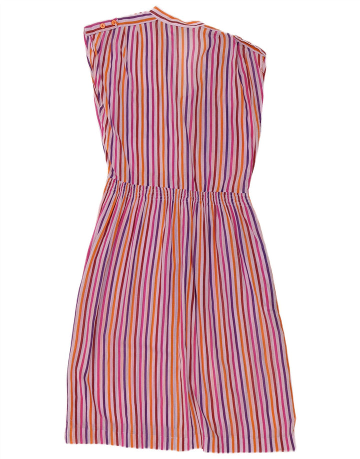 Vintage mujer sin mangas A-Line vestido EU 40 medio multicolor rayas