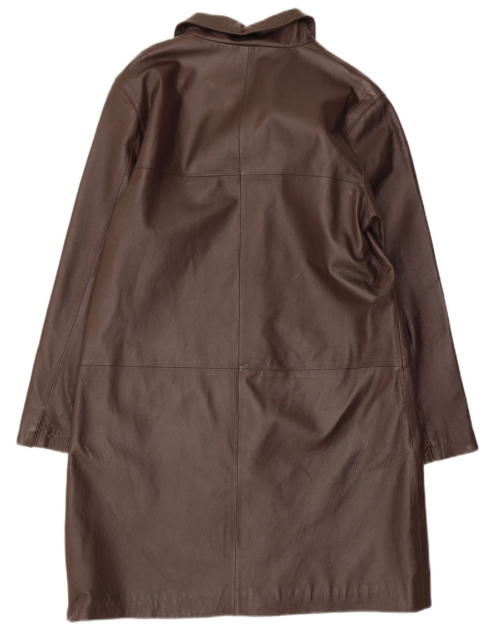 MILAN Abrigo de cuero para mujer UK 44 Cuero marrón grande