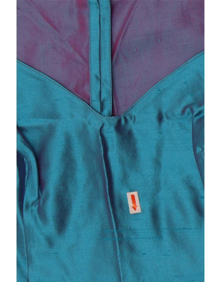 Gai Mattiolo Blusa corta sin mangas para mujer IT 44 Seda azul medio