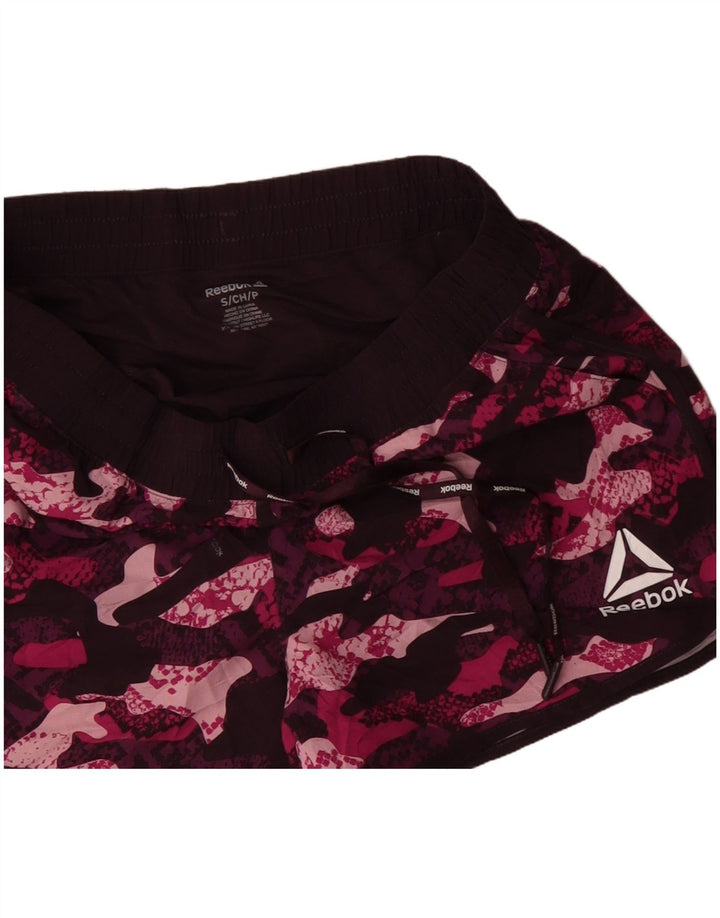 REEBOK Pantalones cortos deportivos para mujer UK 10 Small Borgoña Camuflaje Poliéster