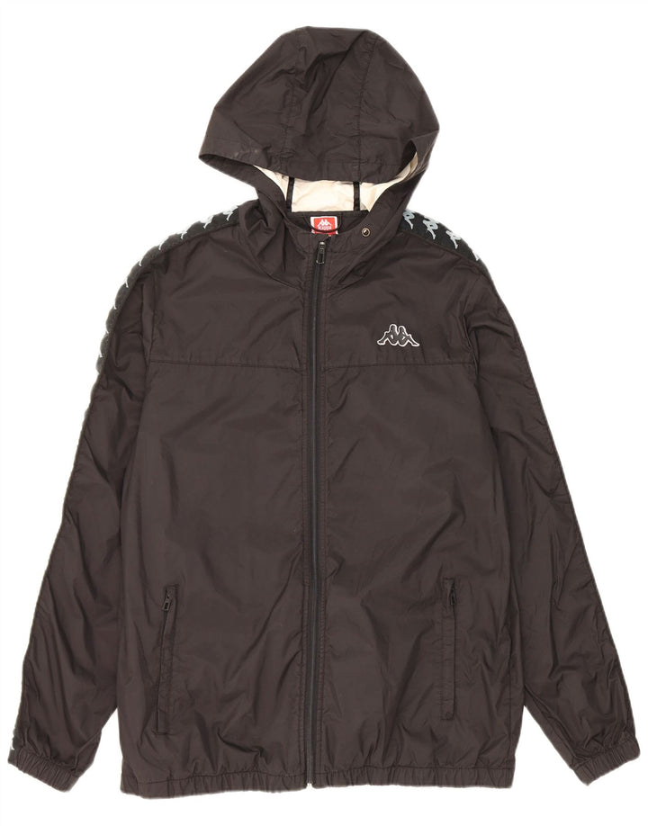 Kappa Chaqueta impermeable gráfica con capucha para hombre UK 38 Medium Black Nylon