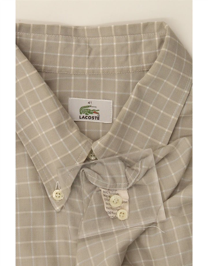 Camisa LACOSTE para hombre talla 41 Algodón a cuadros gris grande