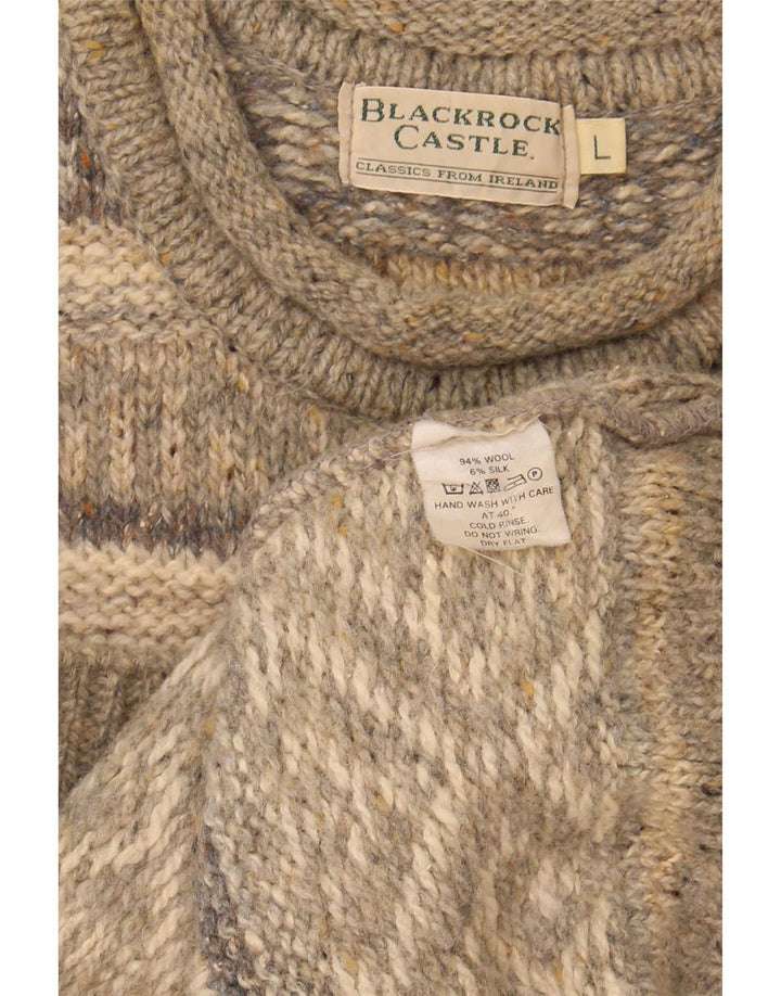 Vintage hombres tortuga cuello jersey suéter grande gris feria isla lana