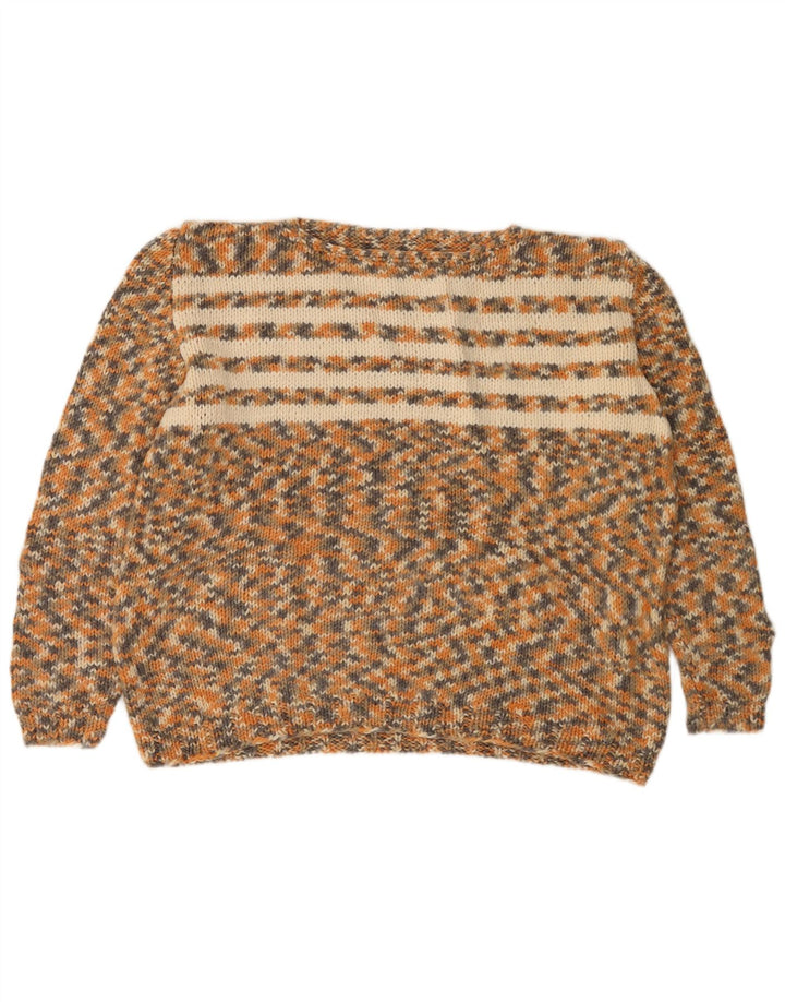 VINTAGE Mujer oversize barco cuello jersey suéter Reino Unido 12 Medio Beige