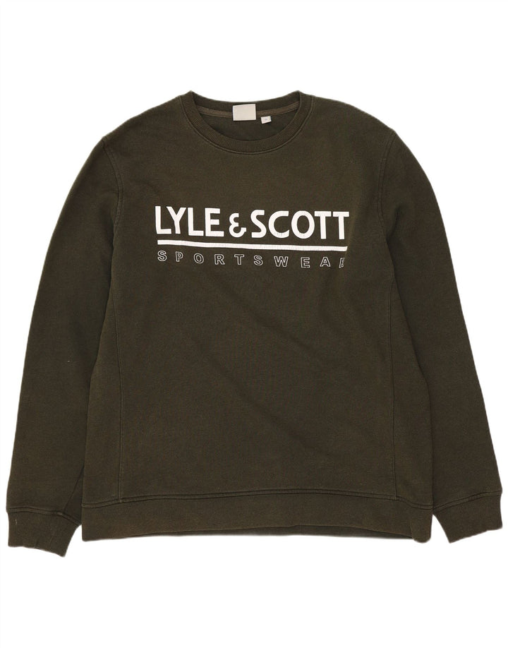 Lyle & Scott Hombre Sudadera Gráfica Jumper Medium Khaki Algodón