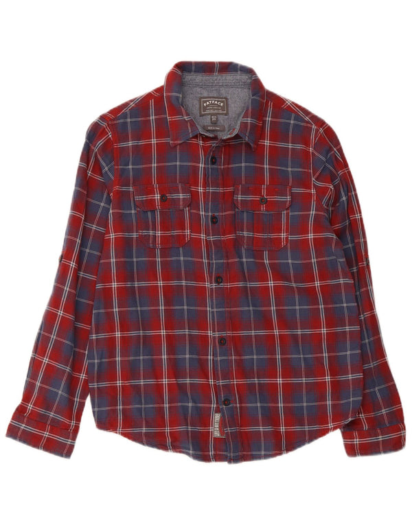 Camisa de franela para niño Fat Face 10-11 años Algodón a cuadros rojos