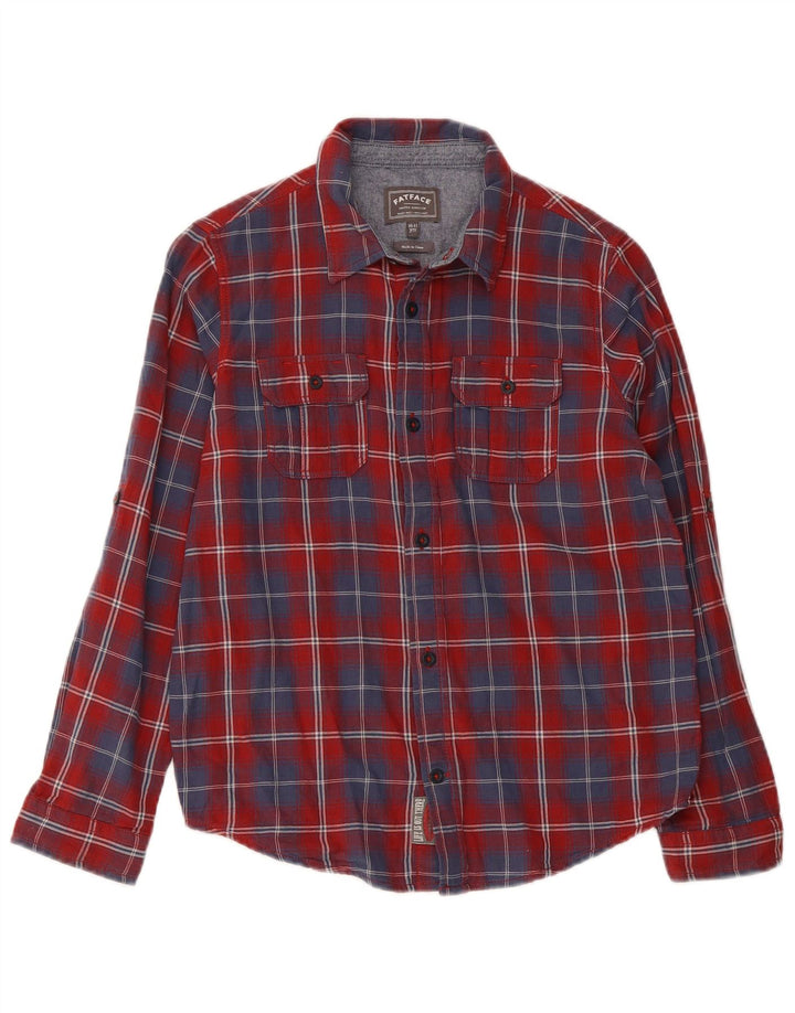 Camisa de franela para niño Fat Face 10-11 años Algodón a cuadros rojos