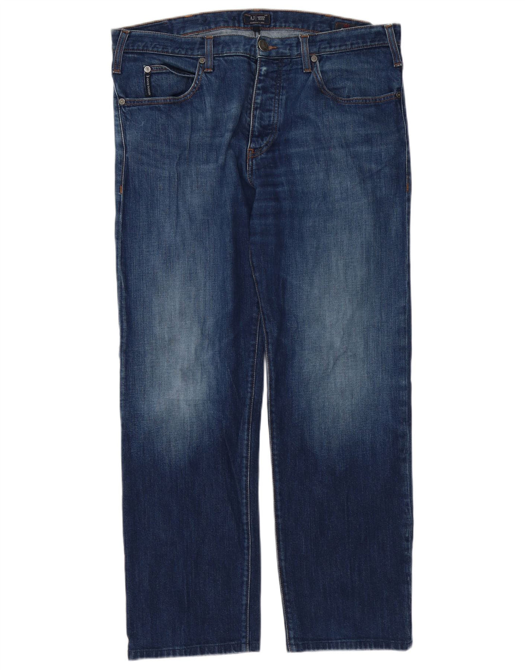 Armani Hombre Vaqueros Rectos Regulares W36 L30 Algodón Azul