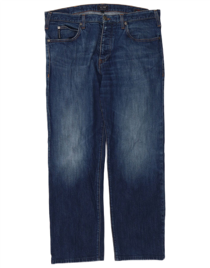Armani Hombre Vaqueros Rectos Regulares W36 L30 Algodón Azul