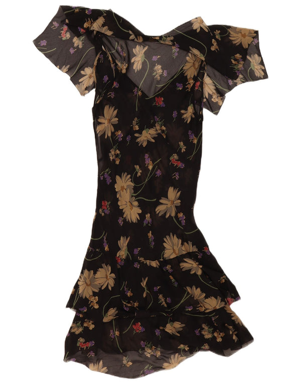 Polo Ralph Lauren Vestido asimétrico para mujer US 8 Mediano Negro Floral