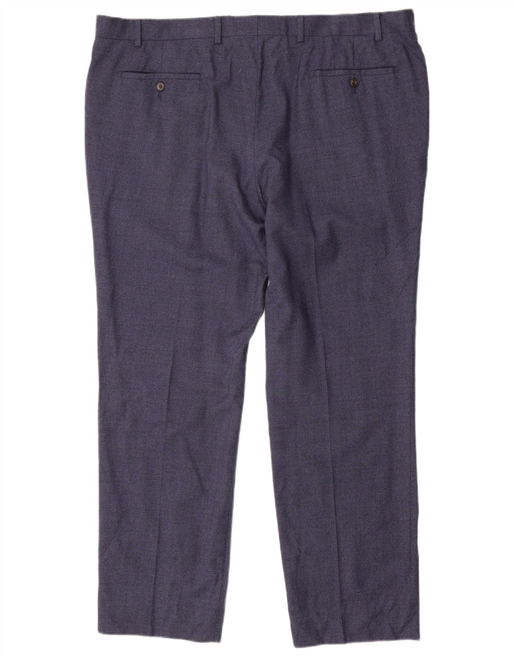 MARKS & SPENCER Mens Straight Suit Trousers W42 L31 Navy Blue Wool