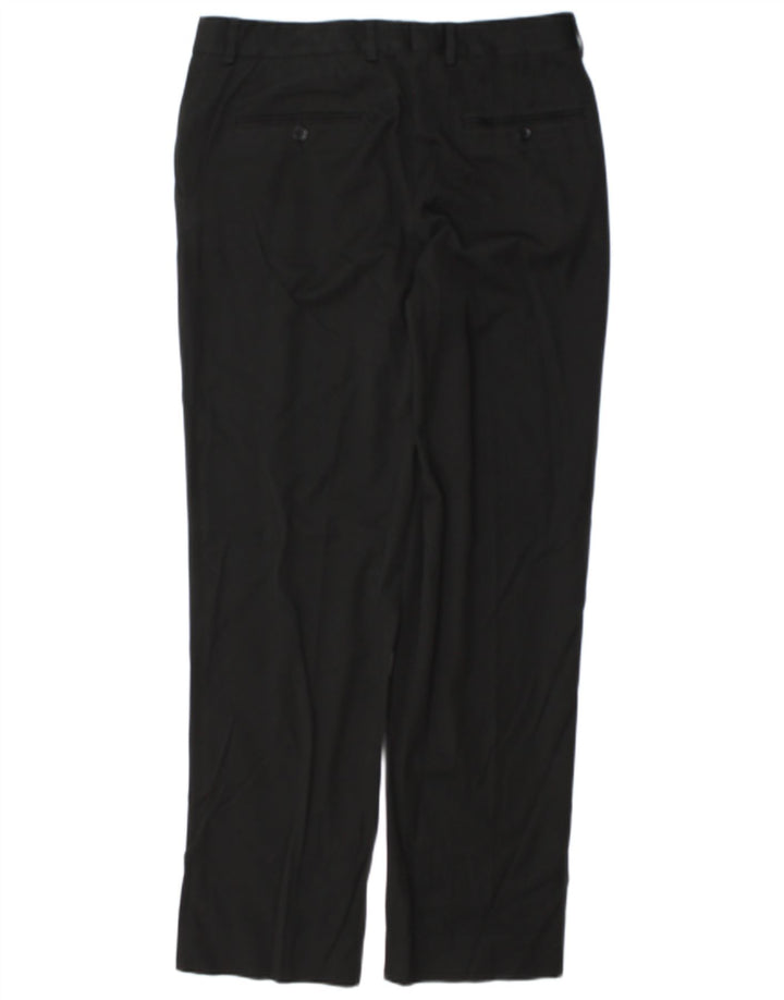 Zara Pantalón de traje recto para hombre EU 44 Large W34 L32 Poliéster negro