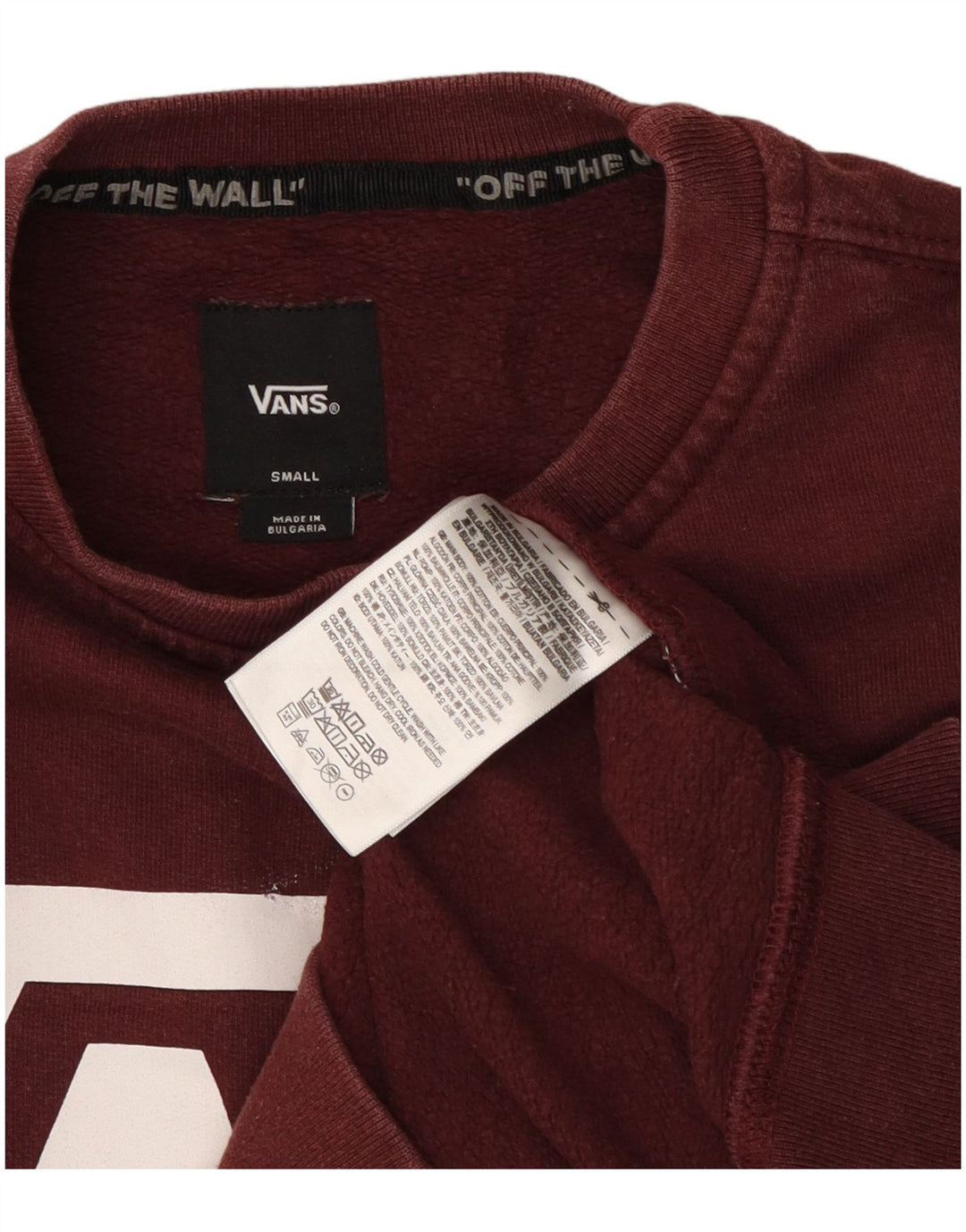 Vans Hombre Graphic Sudadera Jumper Small Borgoña Algodón