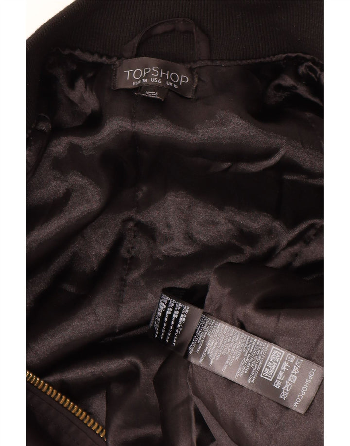 Topshop Chaqueta bomber extragrande para mujer UK 10 Small Poliéster negro