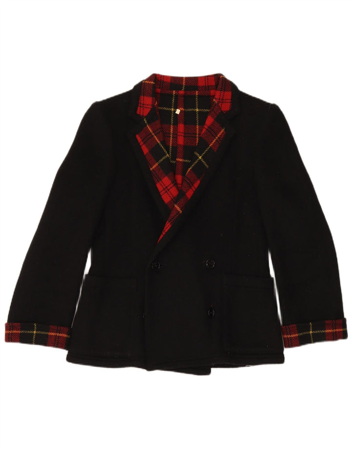 Vintage mujer chaqueta blazer de doble pecho IT 42 cheque negro medio