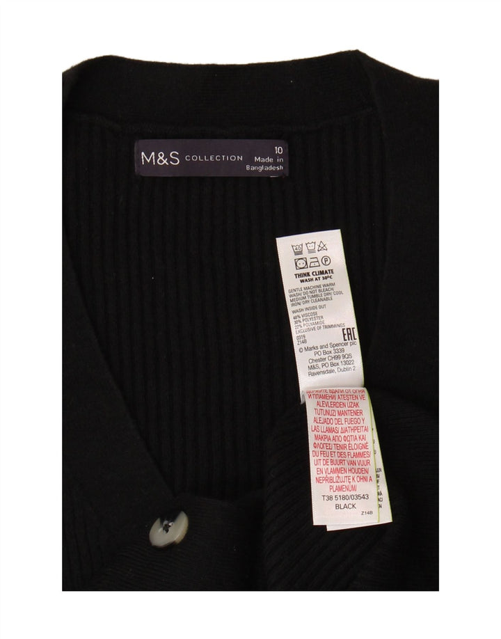 Marks & Spencer Suéter tipo cárdigan para mujer UK 10 Small Viscosa negra
