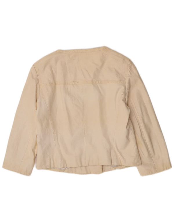 Vintage mujer crop chaqueta de doble pecho EU 42 grande de blanco