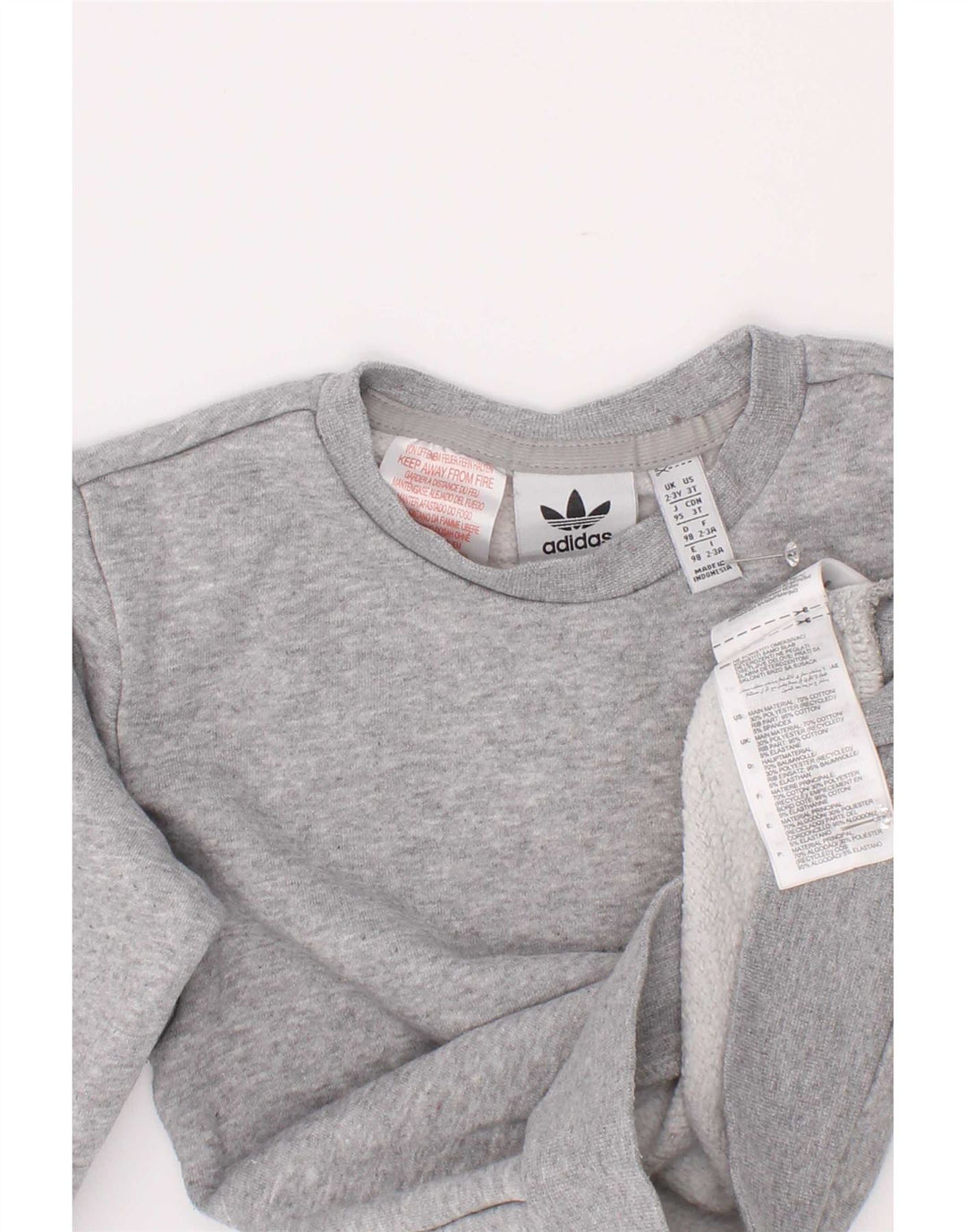 Adidas Sudadera para niño Jumper 2-3 años Gris Algodón