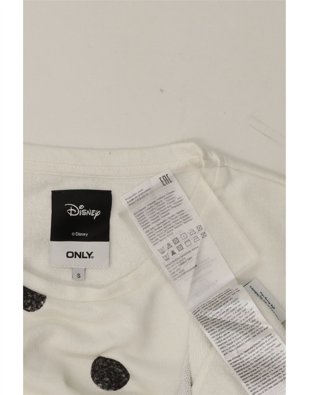 ONLY Womens Disney Oversized Graphic Top Long Sleeve UK 10 Small White Vintage Only and Second-Hand Only from Messina Hembry 