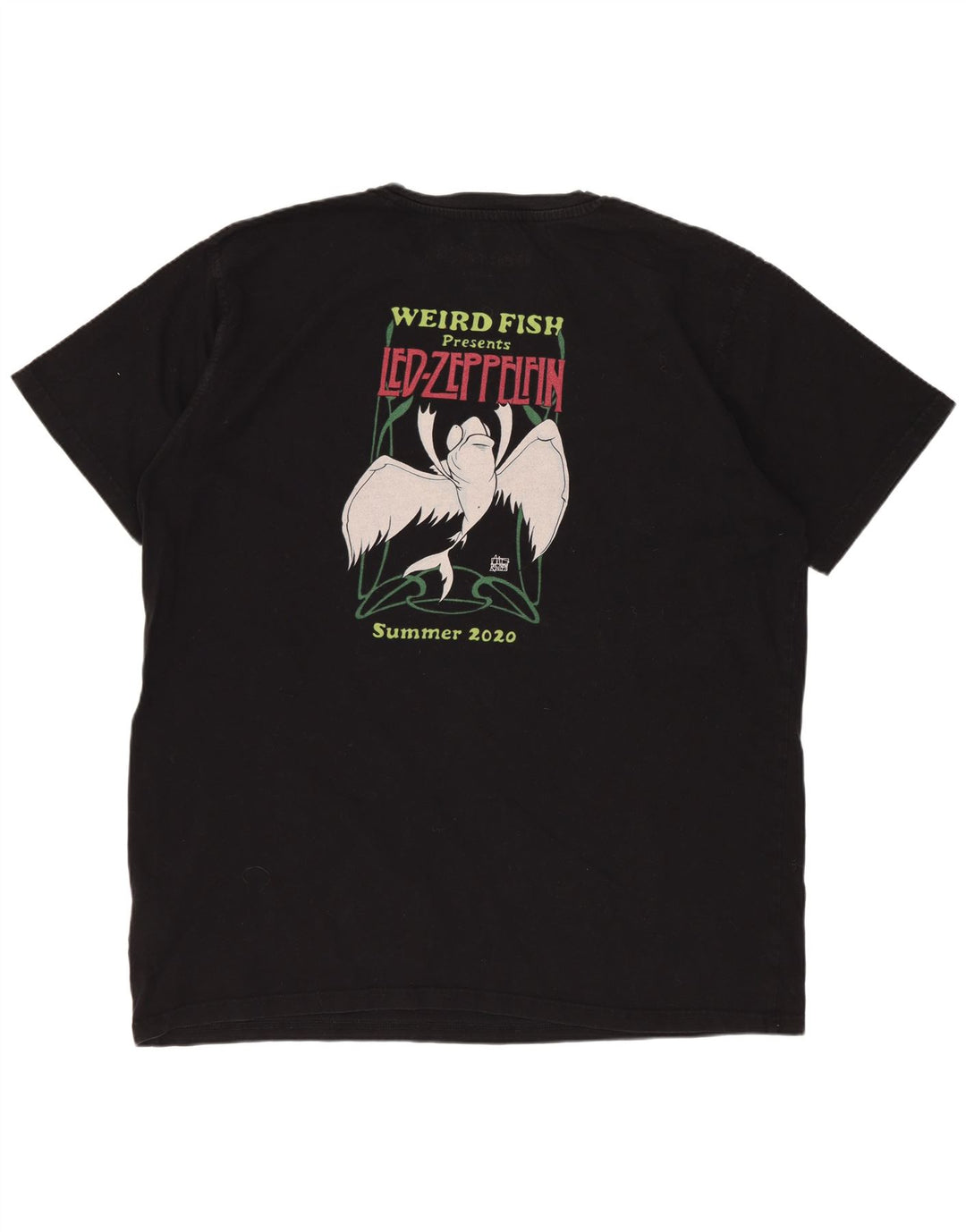 WEIRD FISH Camiseta gráfica para hombre Top XL Algodón negro