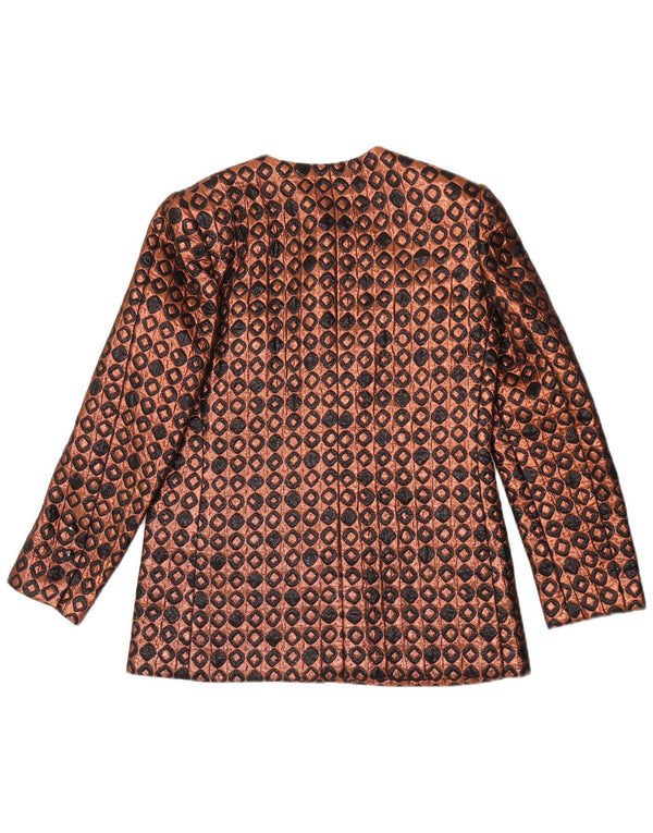 Vintage mujer 6 botones Blazer chaqueta IT 44 marrón medio geométrico