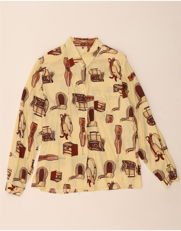 VINTAGE Blusa de camisa de gran tamaño para mujer Reino Unido 14 Medio Blanco apagado