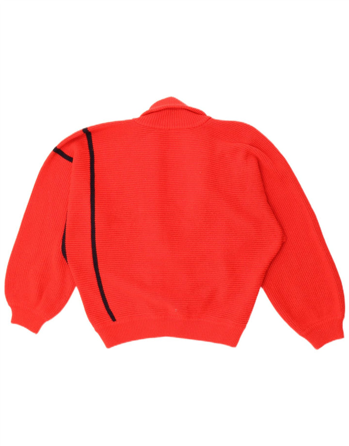 Vintage mujer Cardigan suéter Reino Unido 16 gran lana virgen de rayas rojas