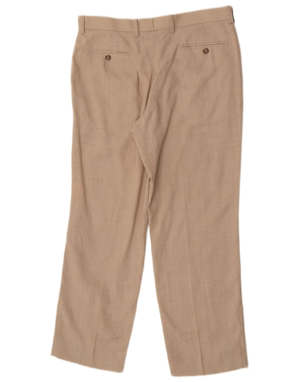 Marks & Spencer Pantalón de traje recto para hombre W34 L29 Lino beige