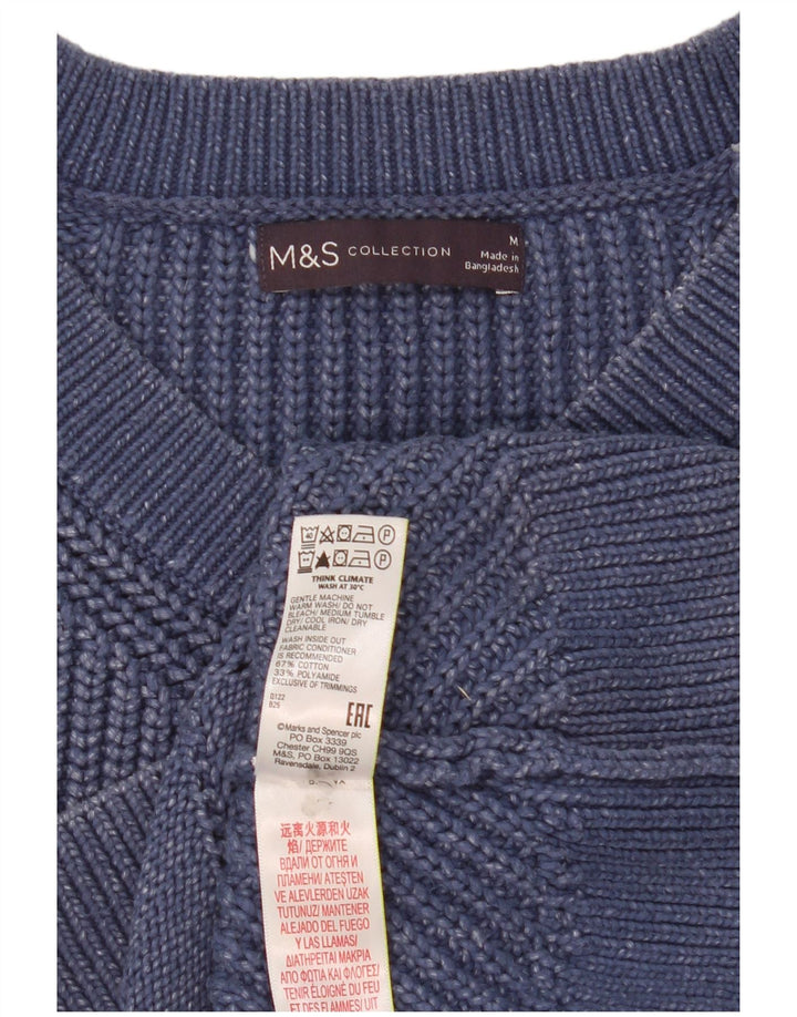 Marks & Spencer Jersey con Cuello en V para Mujer UK 44 Algodón Azul Medio