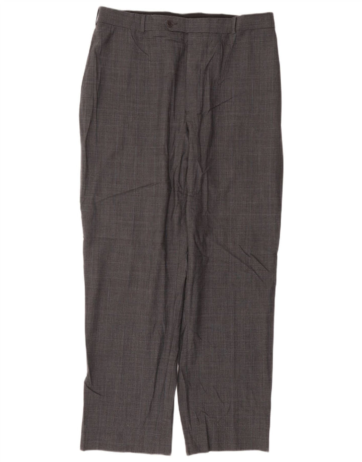 Brooks Brothers Pantalón de traje recto 346 para hombre W36 L31 Lana a cuadros gris