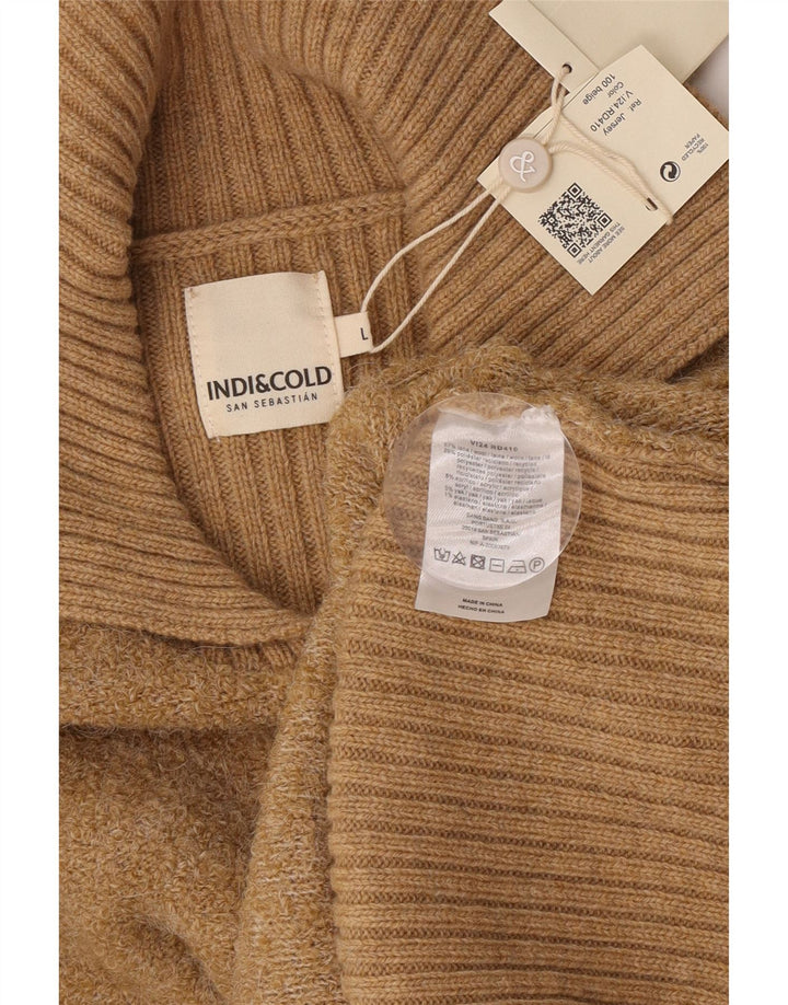 Indi & Cold Suéter tipo jersey de gran tamaño con cuello tipo polo para mujer UK 16 Lana beige grande