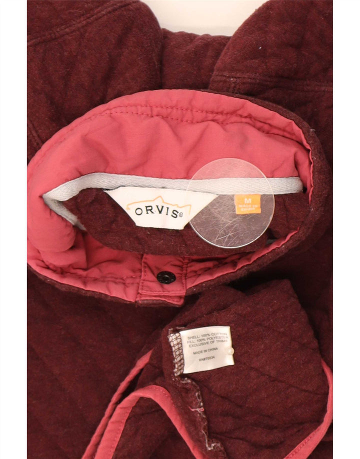 Orvis - Sudadera con cuello y botones para mujer, talla 40, algodón granate mediano