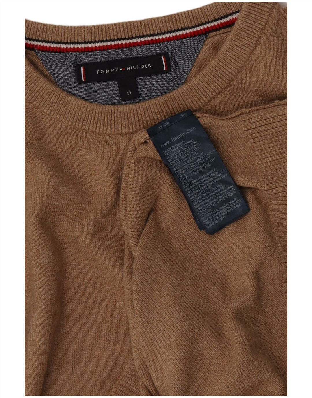 Tommy Hilfiger Jersey con cuello redondo para hombre de algodón marrón medio