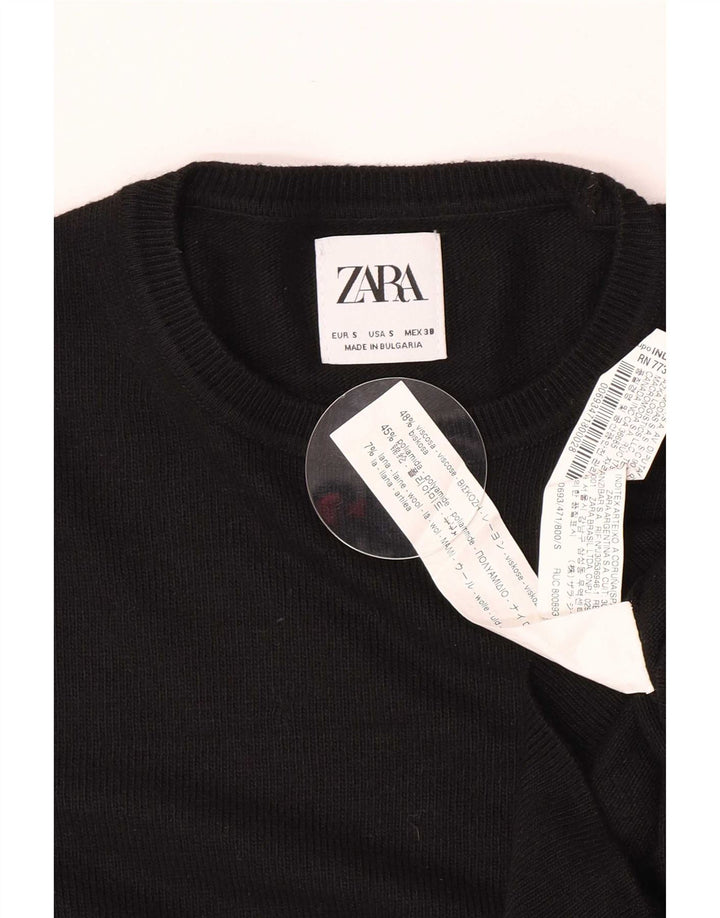 Zara Hombre Jersey Cuello Redondo Jersey Small Viscosa Negro