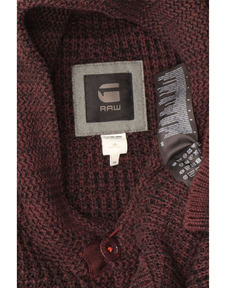 G-Star Jersey con cuello tipo chal para hombre, talla 2XL, algodón granate