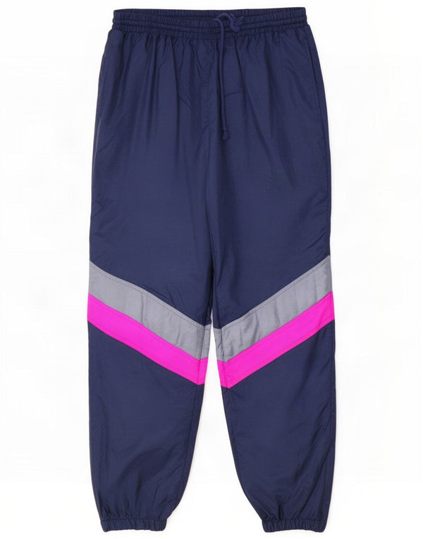 Pantalones de chándal vintage para hombre Joggers Medium Azul marino Colorblock Nylon