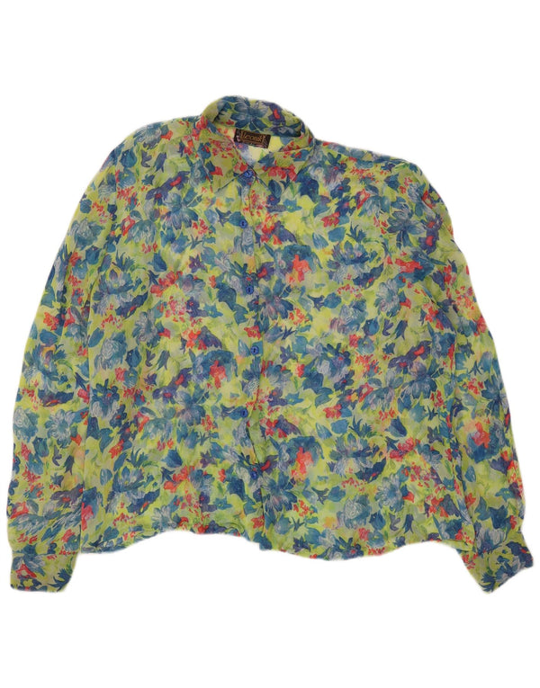Leonik Blusa transparente para mujer IT 52 2XL Verde Floral