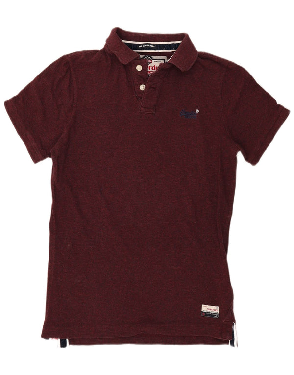 Superdry Polo para hombre XL de algodón moteado en color burdeos