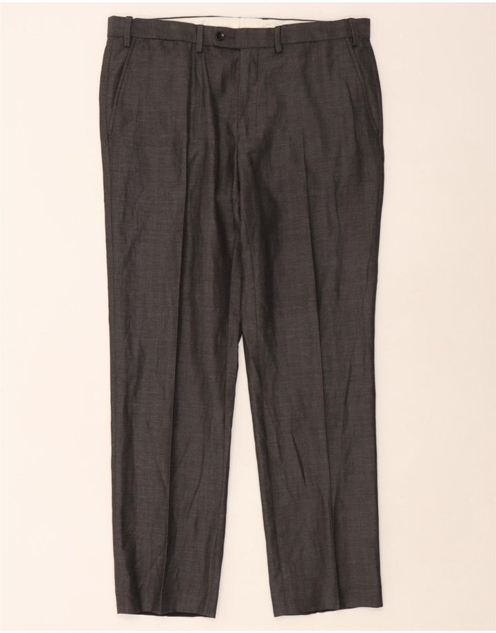 Marks & Spencer Pantalones de traje rectos de corte entallado para hombre W36 L31 Cuadros grises