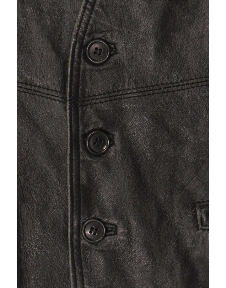 Chaleco de cuero vintage para hombre Negro mediano